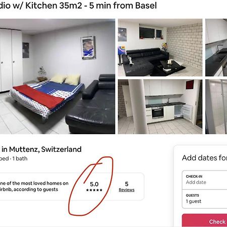 Basel - 5 Mins Away - Modern Basement Studio With Kitchen 35M2 In Муттенц Экстерьер фото